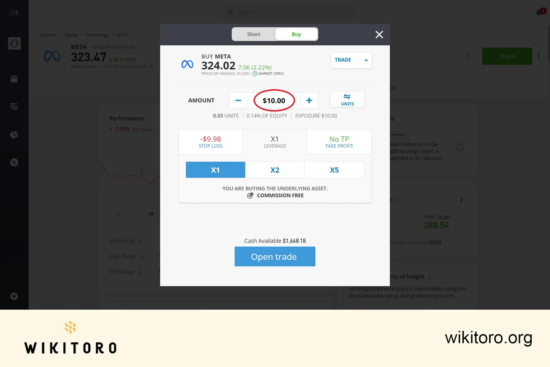 Comprar acções Meta em eToro