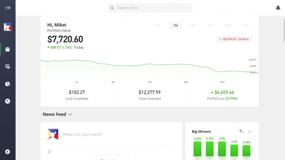 eToro plataforma baseada na web