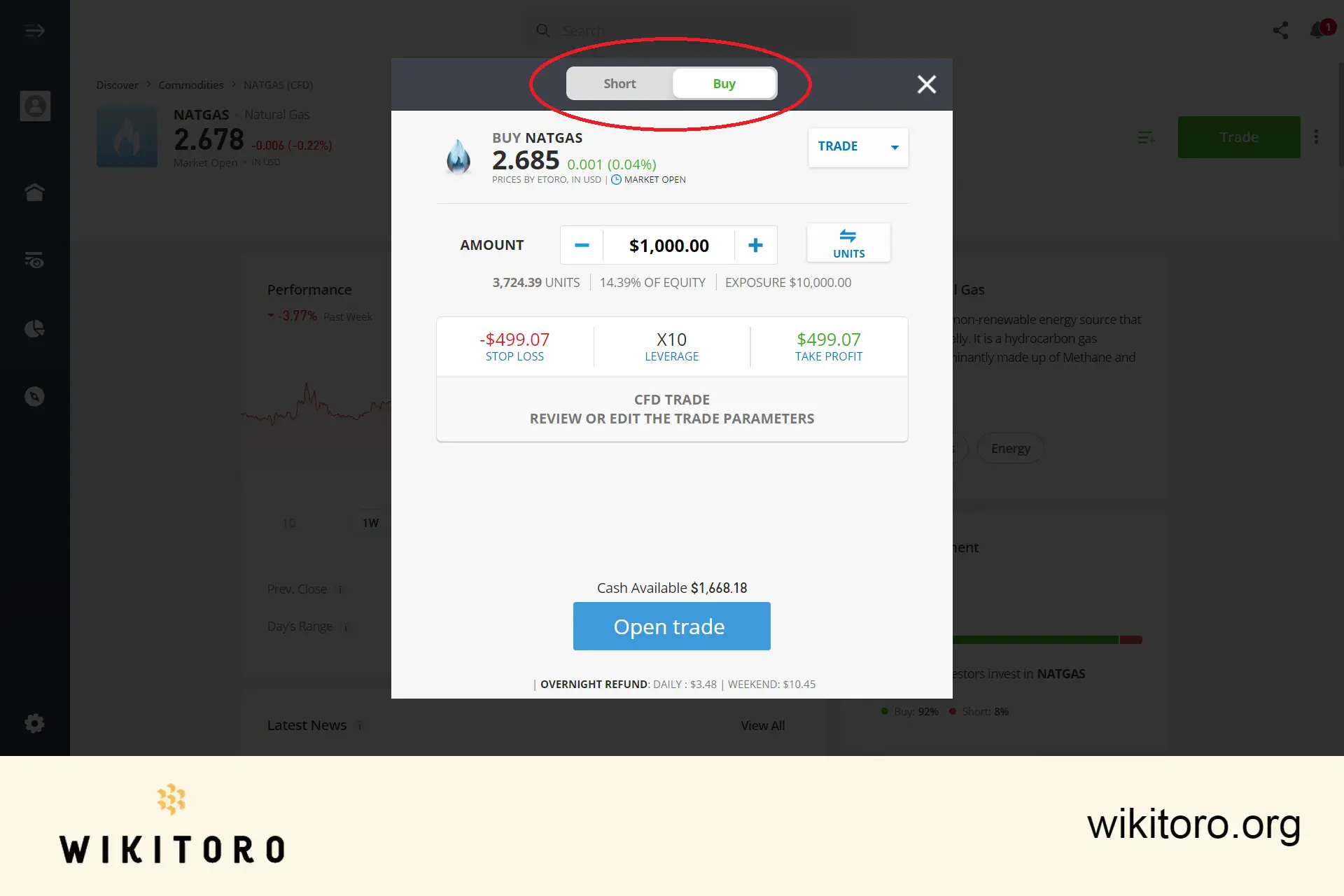 Comprar gás natural no eToro