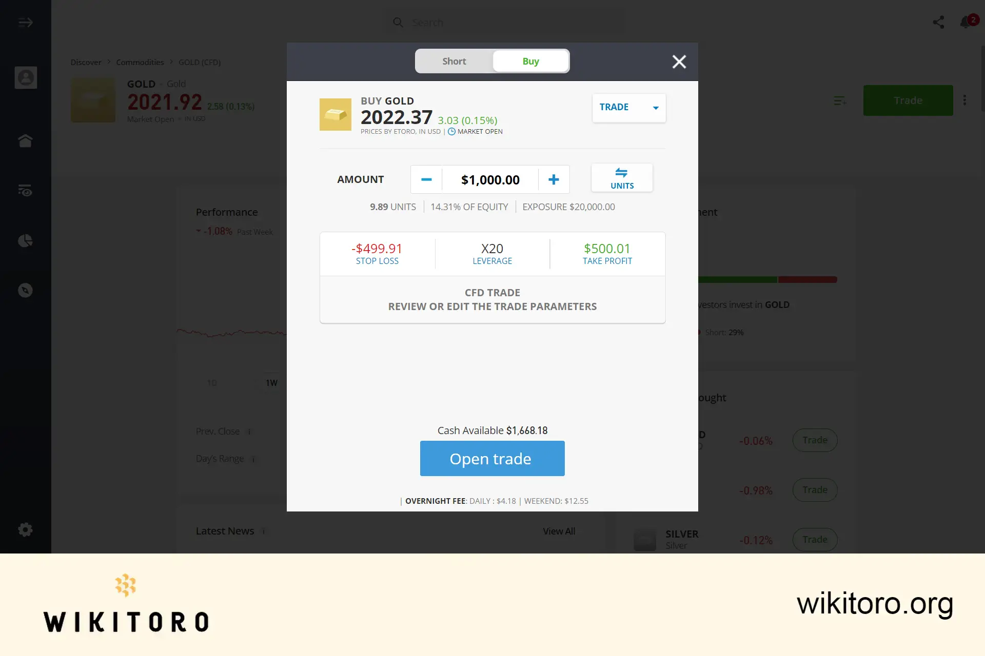 Comprar Ouro no eToro